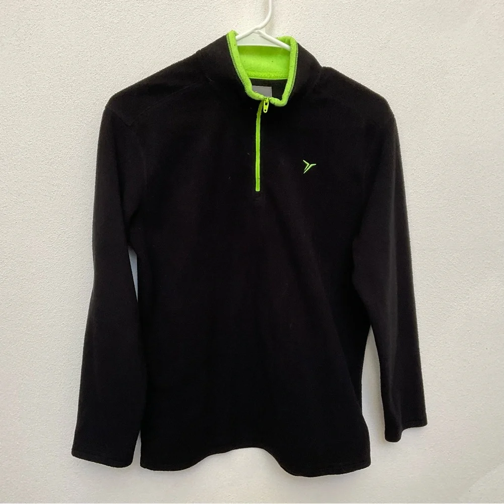 Old Navy Black Fleece Quarter Zip With Neon Green Trim Size XL Kid's Warm Layer